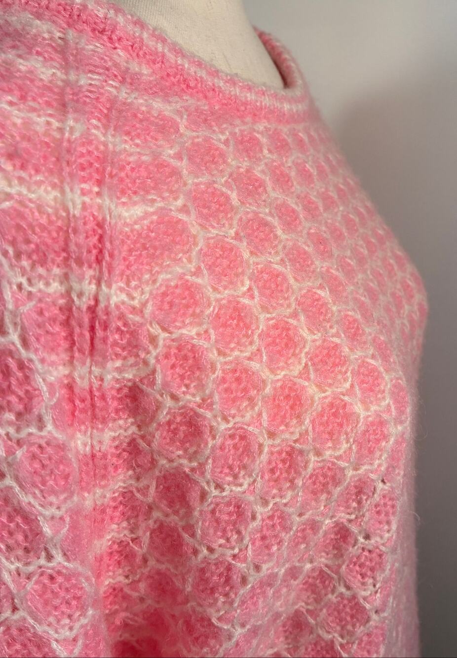 Lilly Pulitzer Popcorn Bubble Knit Sweater Pink Crewneck Long Sleeve Women's L